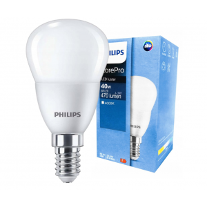 Żarówka LED Kulka 5W=40W 470lm / 4000K barwa neutralna lustre 5-40W E14 840 P45 FR PHILIPS - zarowka.png