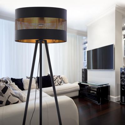 TK-Lighting lampa wisząca Tago Black 1xE27 max 60W czarna/złota (3211)