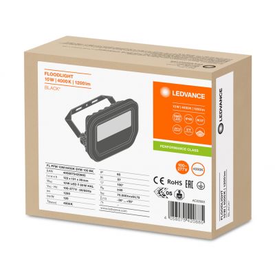 Projektor FLOOD LED PFM 10W/4000K SYM 100 BK LEDV 4058075420885 LEDVANCE (4058075420885)