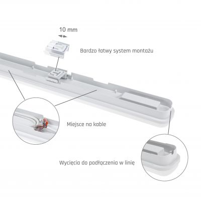 Oprawa hermetyczna LIMEA GO 50W 120cm IP65 neutralna biel  SLI028035NW Spectrum Led (SLI028035NW)