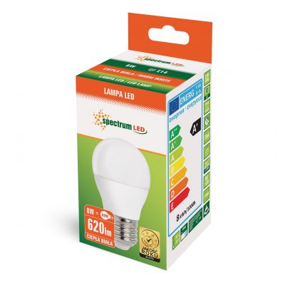 Żarówka LED KULKA E27 230V 8W 620lm 3000K ciepła biel  WOJ+14218 Spectrum Led (WOJ+14218)